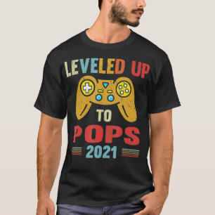 Promoted To Pops EST 2021 Leveled Up To Grandpa  T-Shirt