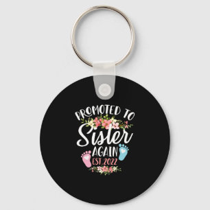 Promoted To Sister Again Est 2022 Flower Keychain