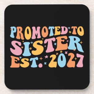 Promoted To Sister Est 2027 Big Sister Beverage Coaster