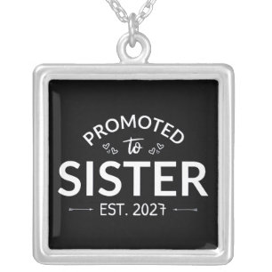 Promoted To Sister Est 2027 Big Sister II Silver Plated Necklace