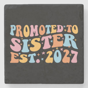 Promoted To Sister Est 2027 Big Sister Stone Coaster