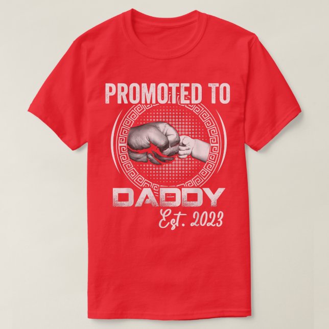 Promoted to Soon Est 2023 Funny Pregnancy Announce T-Shirt (Design Front)