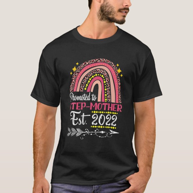 Promoted To Step Mother Est 2022 Rainbow Mother's T-Shirt (Front)