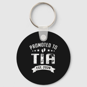 Promoted to tia est 2026 soon to be auntie keychain