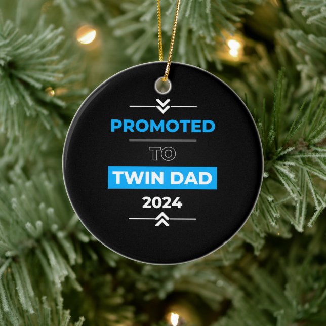 Promoted to Twin Dad 2024 Ceramic Ornament (Tree)