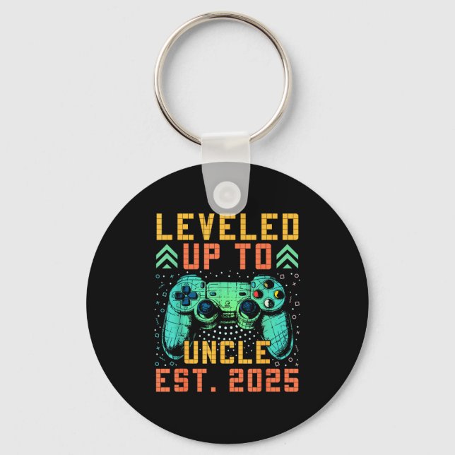 Promoted To Uncle 2025 Leveled Up To Uncle Est 202 Keychain (Front)