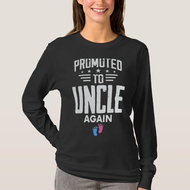 Promoted To Uncle Again Pregnancy Reveal Pink Or B T-Shirt (Front)