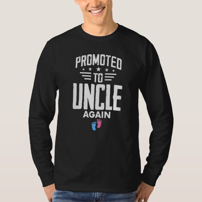 Promoted To Uncle Again Pregnancy Reveal Pink Or B T-Shirt (Front)