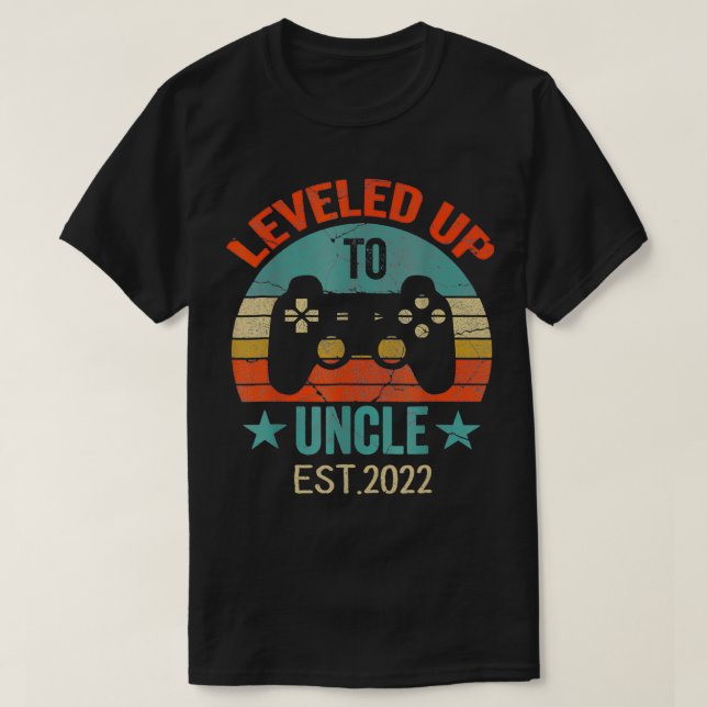 Promoted To Uncle EST 2022 2021 Leveled Up To dy & T-Shirt (Design Front)