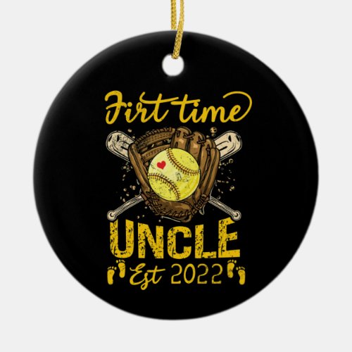 Promoted To Uncle Est 2022 First Time Baseball Ceramic Ornament