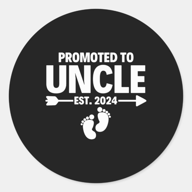 Promoted To Uncle Est 2024 Father s Day Classic Round Sticker (Front)