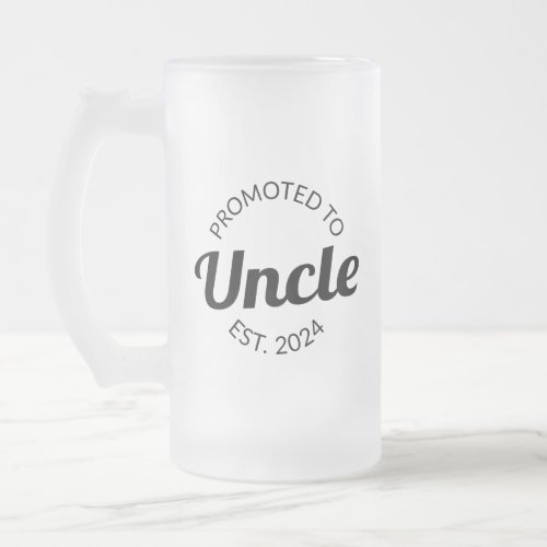 Promoted To Uncle Est 2024 I Frosted Glass Beer Mug