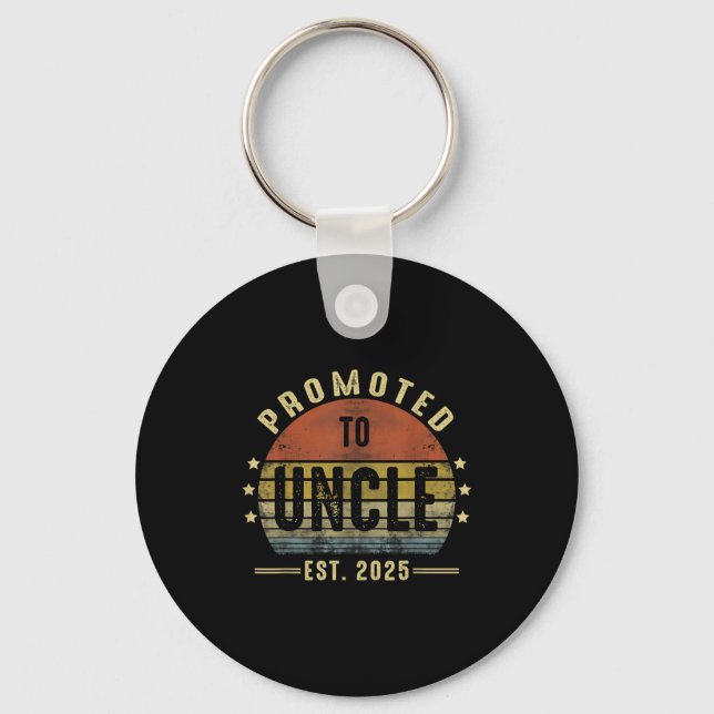 Promoted To Uncle Est 2025 New Uncle Fathers Day F Keychain (Front)