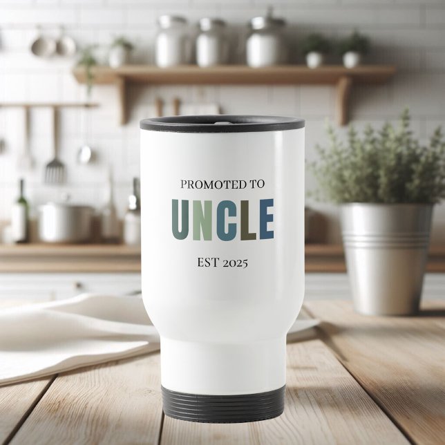 Promoted to Uncle EST 2025 | Personalized Gift Travel Mug (Creator Uploaded)