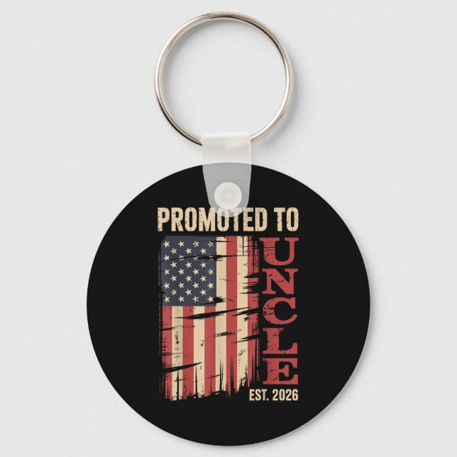 Promoted To Uncle Est.2026 New Family Member Usa F Keychain (Front)