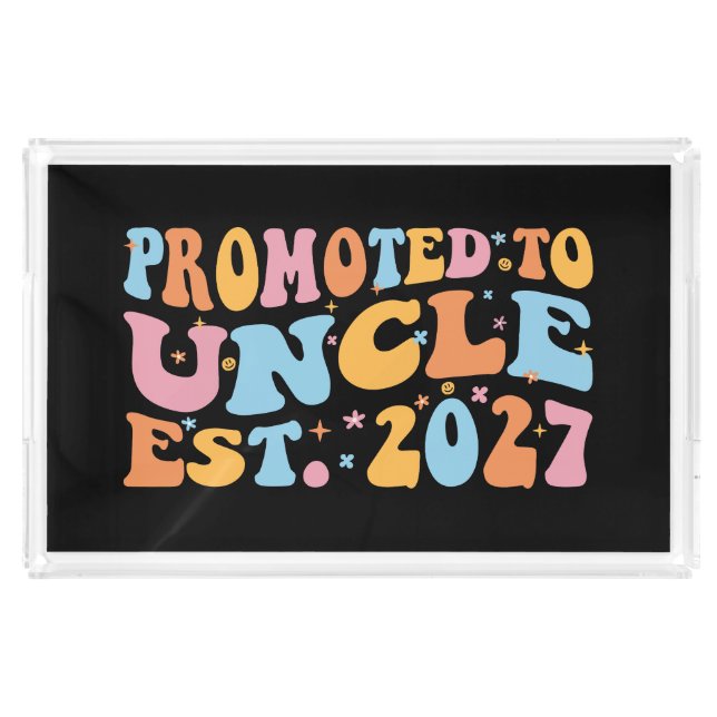 Promoted To Uncle Est 2027 New Uncle Acrylic Tray (Front)