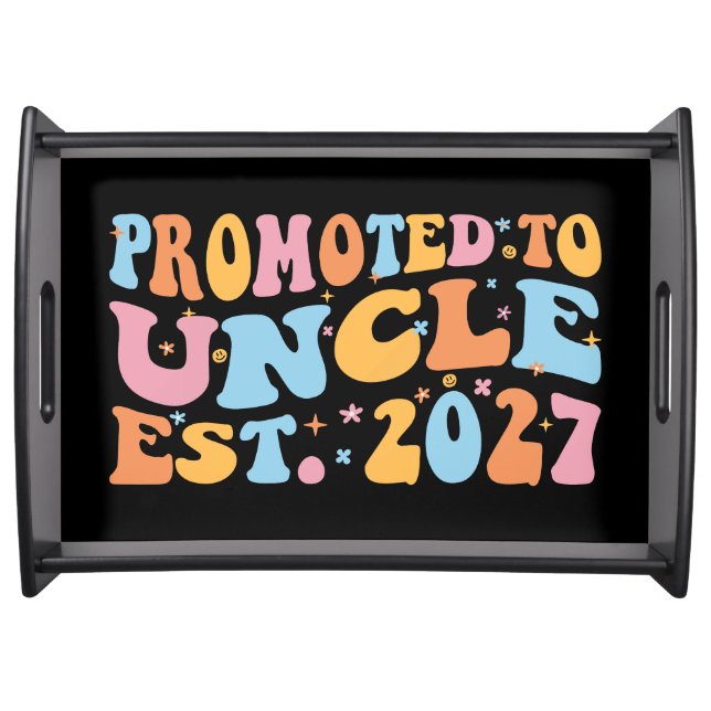 Promoted To Uncle Est 2027 New Uncle Serving Tray (Front)