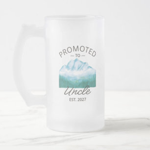 Promoted To Uncle Est 2027 New Uncle VI Frosted Glass Beer Mug