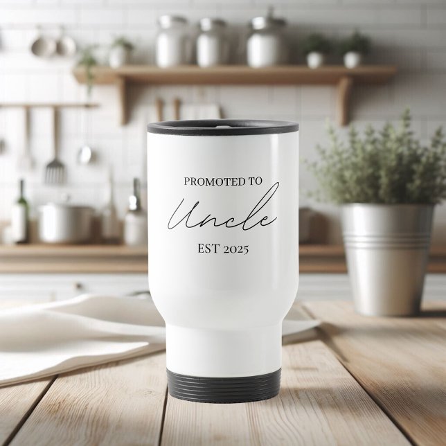 Promoted to Uncle EST | First-Time Uncle Gift Travel Mug (Creator Uploaded)