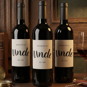 Promoted To Uncle Established Custom Year Cream Wine Label