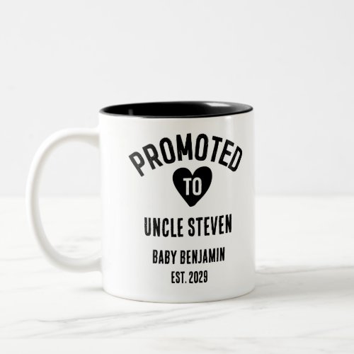 Promoted to Uncle Personalized Baby Name Two_Tone Coffee Mug