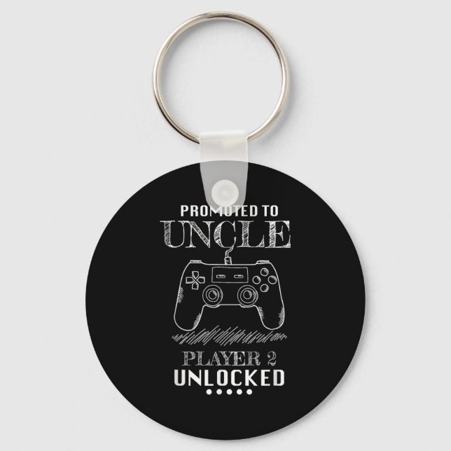 Promoted To Uncle Player 2 Unlock Shirt New Uncle  Keychain (Front)