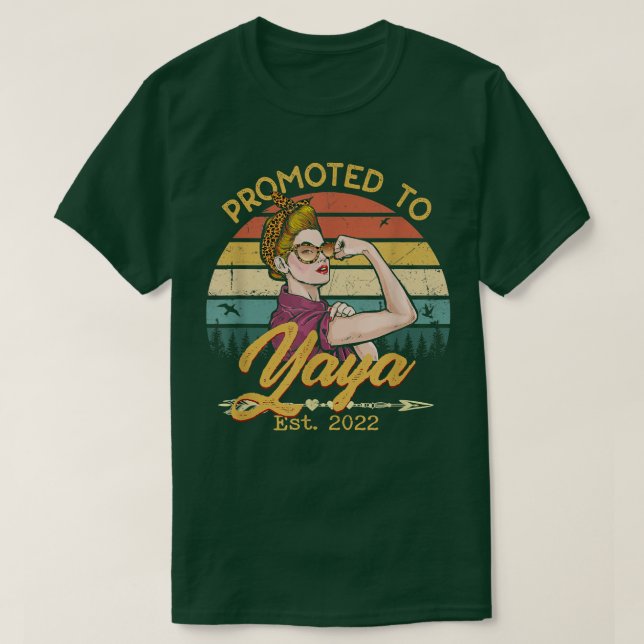 Promoted to Yaya Est 2022 Women Leopard First Time T-Shirt (Design Front)