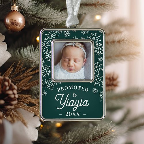Promoted to Yiayia  Baby Photo Grandma Christmas Ornament