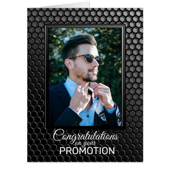 Promotion Black Geometric Pattern Custom Photo Card (Front)