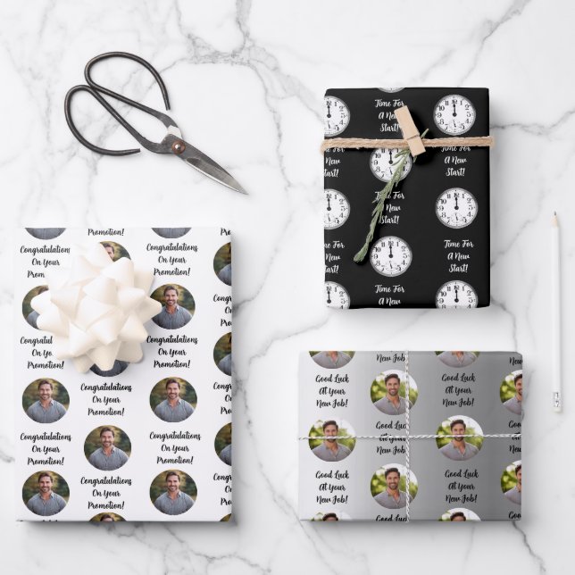 Promotion Congratulations Custom Message Gift Wrapping Paper Sheets (Front)