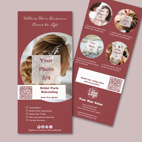 Promotion Hair Salon Bridal Party Hairstyling Rack Card