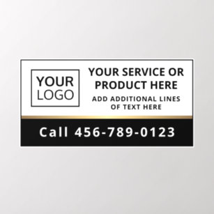 Promotional add logo black white business service wall decal 