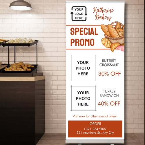 Promotional Add Your Logo Photos Bakery Business Retractable Banner