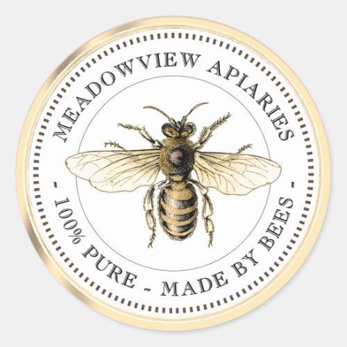 Promotional Apiary Product Label Detailed Gold Bee