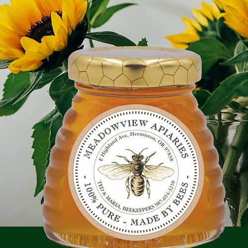 Promotional Apiary Product Label Gold Honeybee