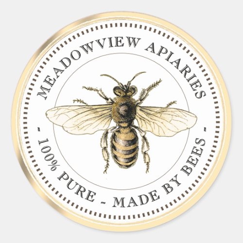 Promotional Apiary Product Label Honey Gold Bee