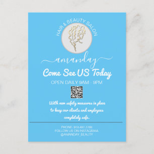 Promotional Be Safe Logo Hairdresser QR Codes Announcement Postcard