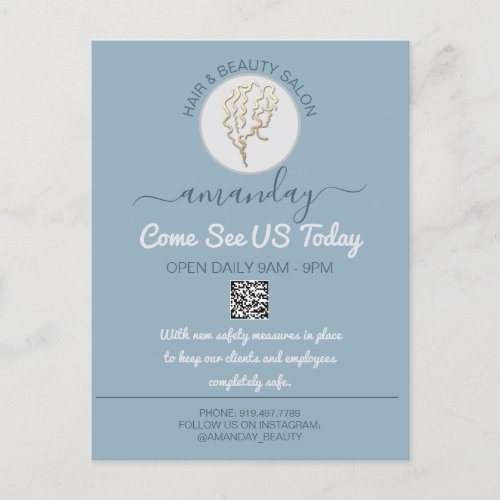 Promotional Be Safe Logo Hairdresser QR Codes Announcement Postcard