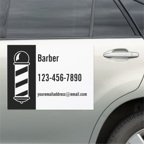 Promotional Black and White Barber Car Magnet