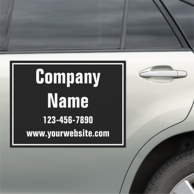 Promotional Black and White Business Text Template Car Magnet (In Situ)