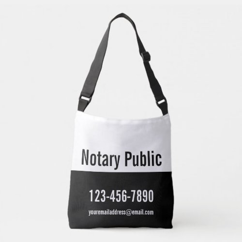 Promotional Black and White Notary Public Template Crossbody Bag