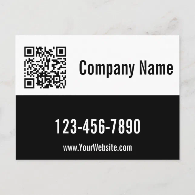 Promotional Black and White Template QR Code Postcard | Zazzle
