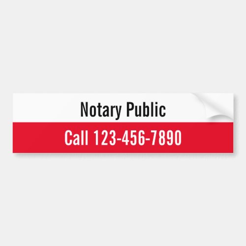 Promotional Black Red and White Notary Public Bumper Sticker