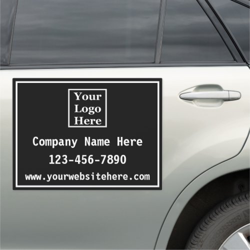 Promotional Black White Business Logo Contact Info Car Magnet