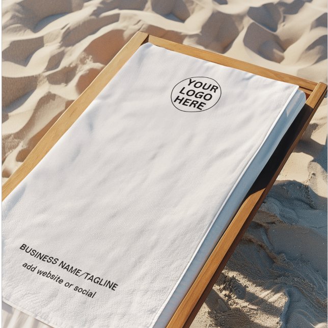 Promotional Black & White Business Logo & Text  Beach Towel (Creator Uploaded)