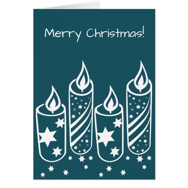 Promotional Blue Candles Merry Christmas Card (Front)