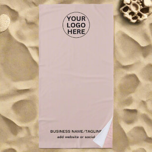 Promotional Blush Pink Business Logo & Text Beach Towel