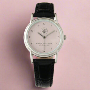 Promotional Blush Pink Business Logo & Text Watch