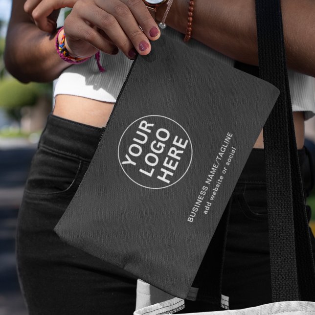 Promotional Branded Gray Company Professional Logo Accessory Pouch (Creator Uploaded)