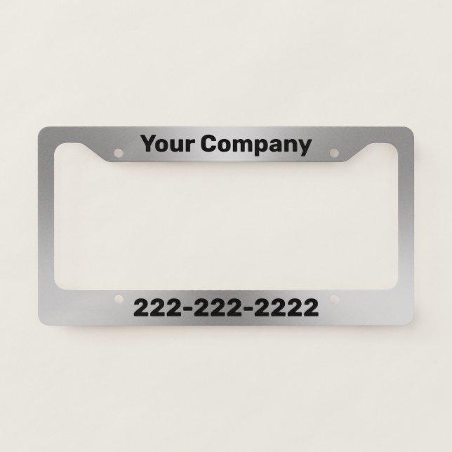 Promotional Brushed Metal Look Company Ad License Plate Frame (Front)